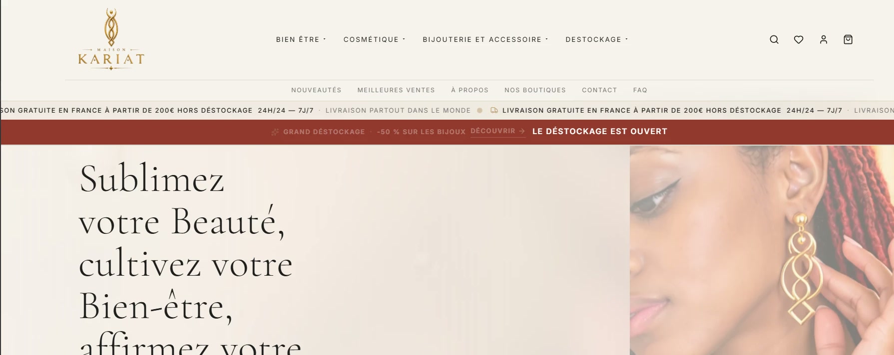 Page d'accueil du site Maison Kariat